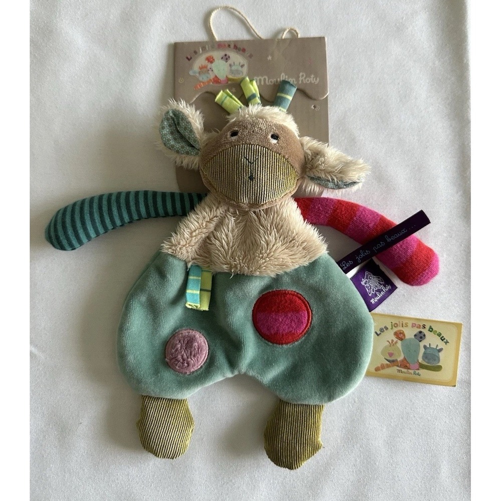 NWT Moulin Roty Lovey Security Plush Sheep Lamb Les Jolis Pas Beaux Baby Comfort